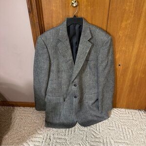 Towncraft Gray Herringbone Silk Sport Coat Blazer